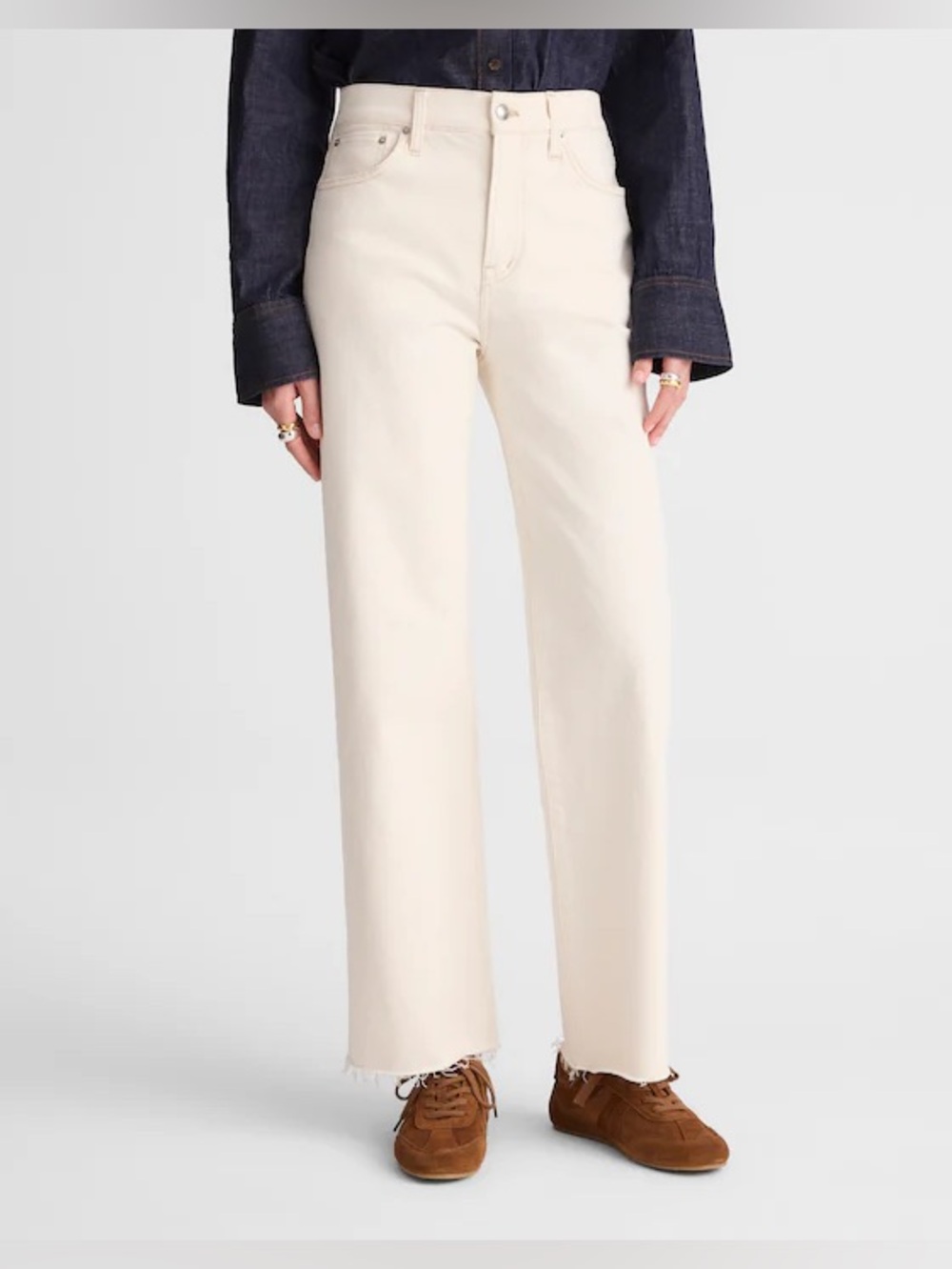 Madewell High-Rise Straight Leg Jeans in Cream